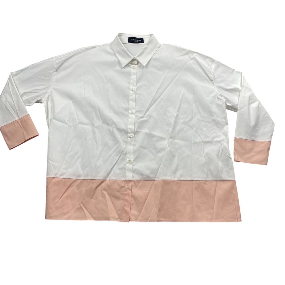 Piazza Sempione Italy Blouse 42 Cotton Blend 3/4 Sleeve Button Up